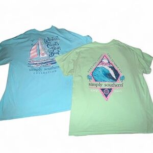 Simply Southern Blue and Green Short Sleeve Tees